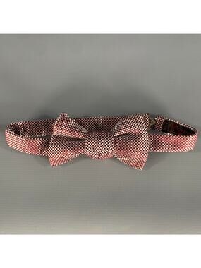 CHARVET Burgundy Silver Checkered Silk Bow Tie
